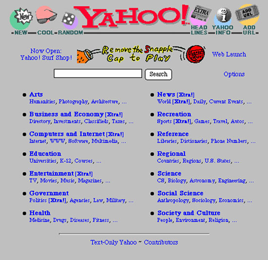 Yahoo! homepage (1995)